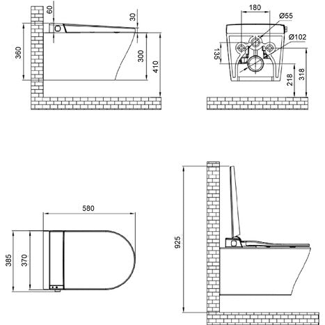AS-8000-WH: Smart Wall Hung Bidet Shower Toilet