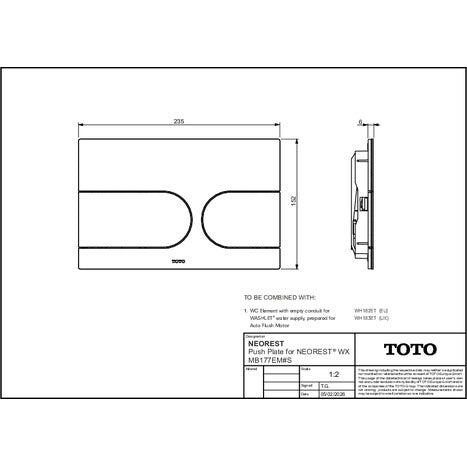 Complete set: Toto Neorest WX1 Washlet + Toto wall frame with Automatic Flush + Flush Plate and connection kit