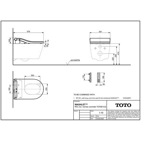 TOTO RW White Trim Smart Shower Toilet Washlet