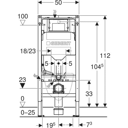 Geberit Duofix WC Frame 1.12m Sigma Cistern 12cm 111.383.00.6