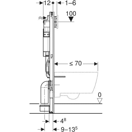 Geberit Duofix WC Frame 1.12m Sigma Cistern 12cm 111.383.00.6