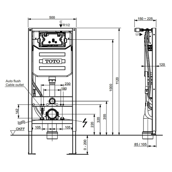TOTO Washlet Frame System with Dual Flush: Complete Package