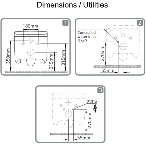 Vitra V-Care Prime Rim-Ex Smart Wall Hung Bidet Shower toilet