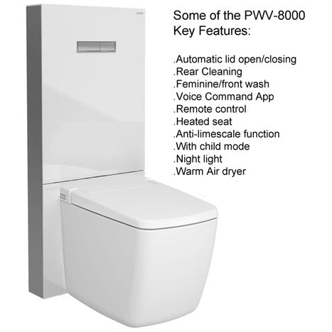 PWV-8000: Monolith Close Coupled Smart Japanese Bidet Shower Toilet