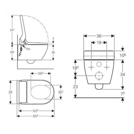 Geberit AquaClean Tuma Comfort Wall Hung WC bidet toilet