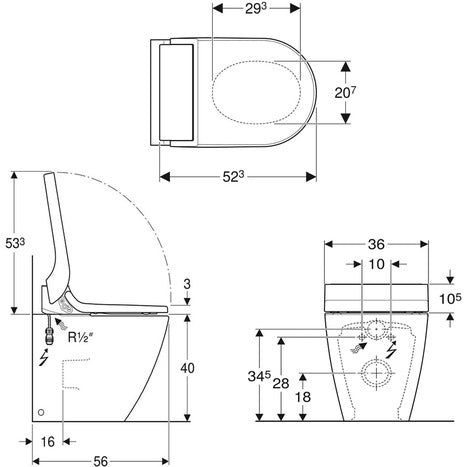 Geberit Aquaclean Tuma Comfort Floor standing back to wall bidet shower toilet