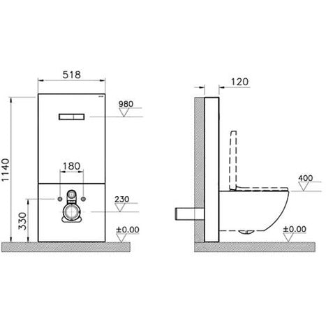 Vitra Vitrus Wall Hung Concealed Cistern White Safety Glass