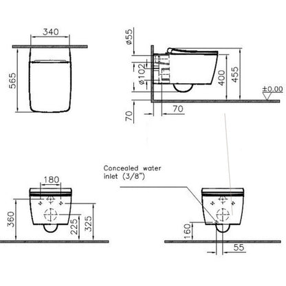 Vitra M-Line Aquacare Non Electric Wall Hung Turkish Style Bidet Toilet