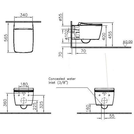 Vitra M-Line Aquacare Non Electric Wall Hung Turkish Style Bidet Toilet