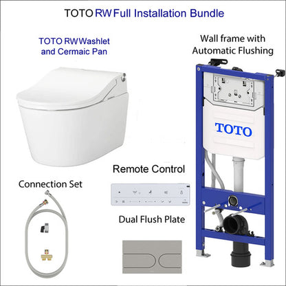 Complete set: Toto RW Washlet + Toto wall frame with Automatic Flush + Flush Plate and connection kit