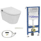 Complete set: Ideal Standard i.life E Wall-Hung Shower Toilet + Wall Frame, Flush Plate and connection kit