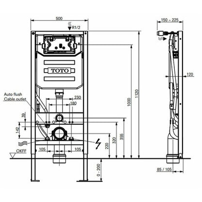 Complete set: TOTO RG Washlet + TOTO wall frame + Dual Flush Plate and connection kit
