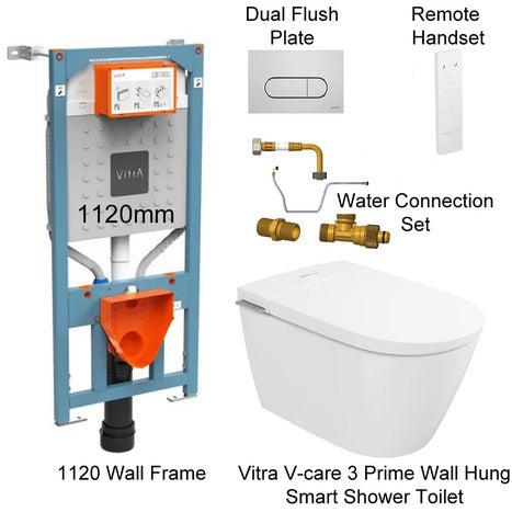 VitrA V-care 3 Prime Wall Hung Smart Shower Toilet: Complete Installation Package