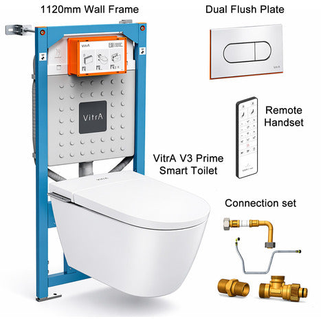 VitrA V-care 3 Prime Wall Hung Smart Shower Toilet: Complete Installation Package