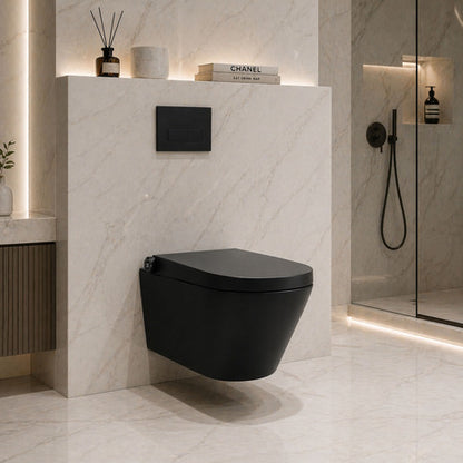 AS-1600-CS Matt Black wall hung Smart Bidet Shower toilet: Complete Set