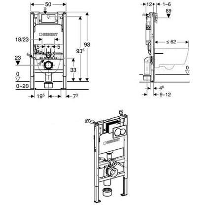 Complete bundle set: Ideal Standard i.life E Wall-Hung Shower Toilet with 98cm frame