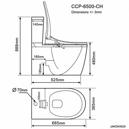CCP-6500-CH: Extra High Bidet Shower Smart Toilet
