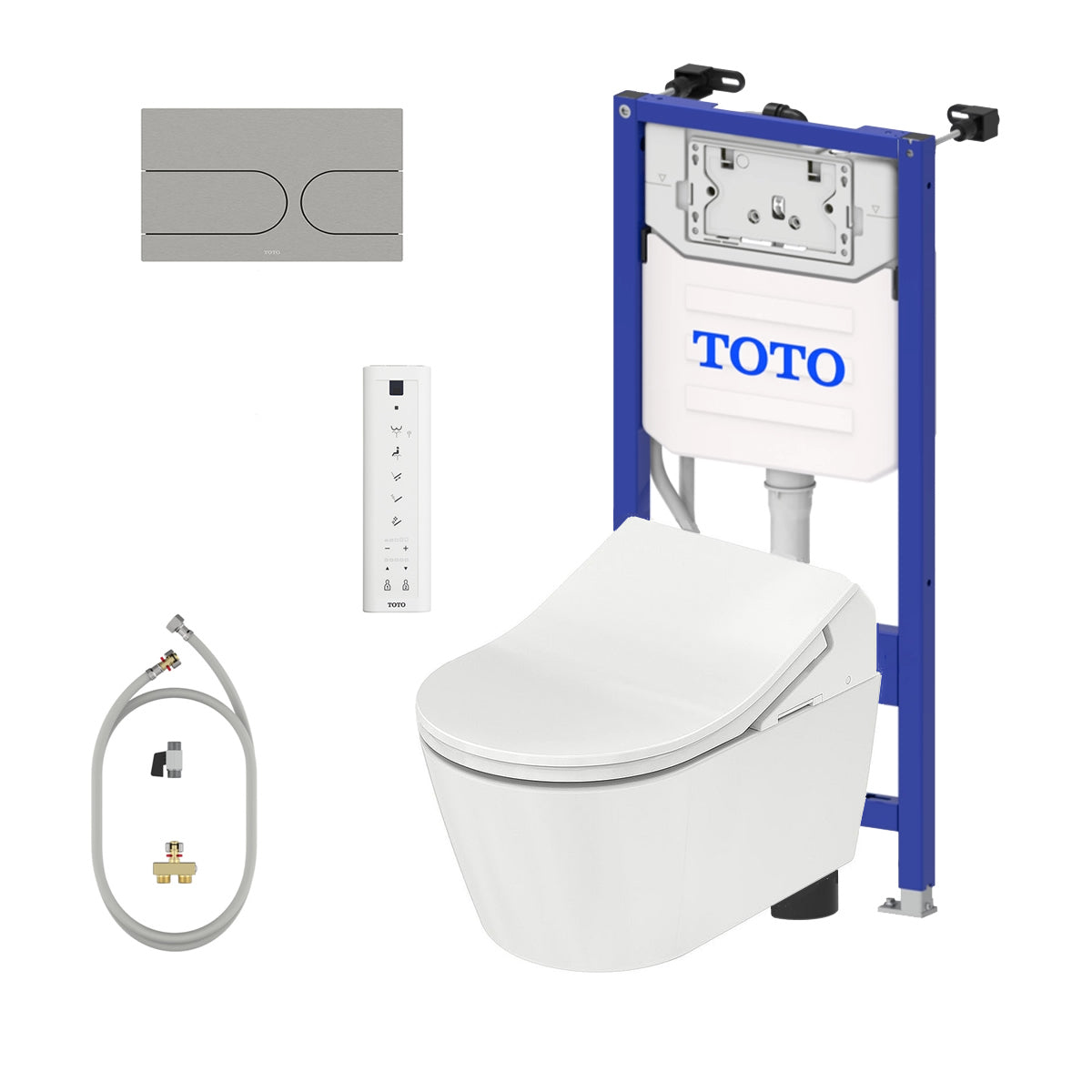 Complete set: Toto RX EWATER + Washlet + Toto wall frame with Automatic Flush + Flush Plate and connection kit