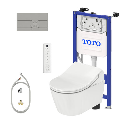 Complete set: Toto RX EWATER + Washlet + Toto wall frame with Automatic Flush + Flush Plate and connection kit