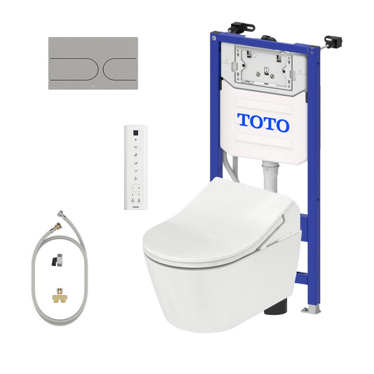 Complete set: Toto RX EWATER + Washlet + Toto wall frame with Automatic Flush + Flush Plate and connection kit