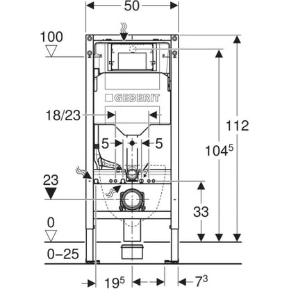 Geberit Duofix WC Frame 1.12m Sigma Cistern 12cm 111.383.00.6