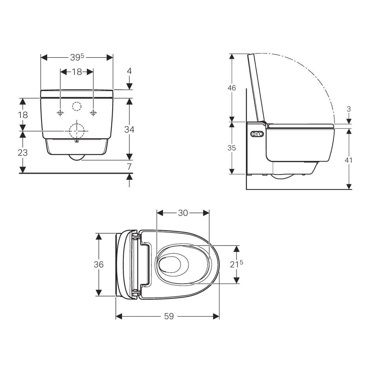 Complete set: Geberit AquaClean Mera Comfort Shower Toilet  + Wall frame. Air Purtfication + Flush Plate and connections