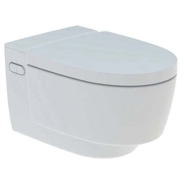 Complete set: Geberit AquaClean Mera Comfort Shower Toilet  + Wall frame. Air Purtfication + Flush Plate and connections