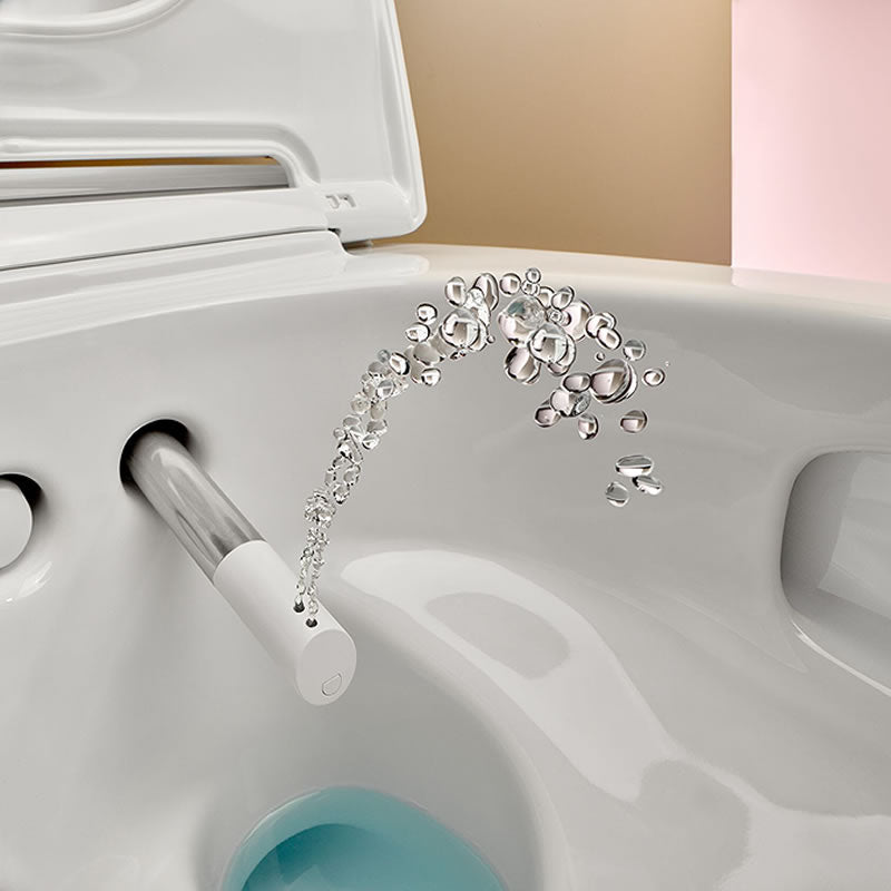 Complete set: Geberit AquaClean Mera Comfort Shower Toilet  + Wall frame. Air Purtfication + Flush Plate and connections