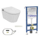 Complete set: Ideal Standard i.life E Wall-Hung Shower Toilet + Wall Frame, Flush Plate and connection kit