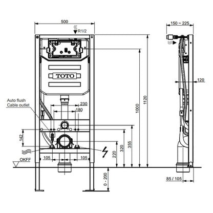 TOTO Washlet Frame System with Dual Flush: Complete Package