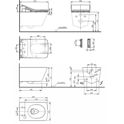 Complete set: Toto SX Washlet + Toto wall frame with Automatic Flush + Flush Plate and connection kit