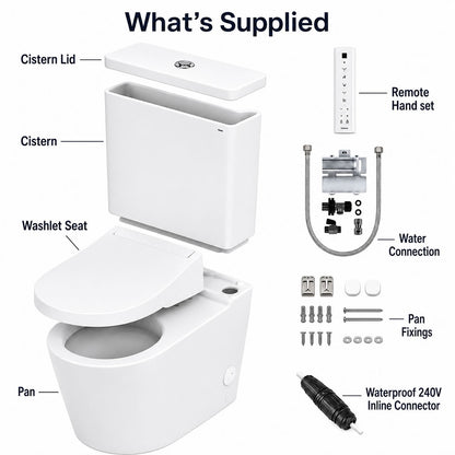 TOTO RG Lite Close Coupled Rimless Smart Toilet Washlet, Complete Installation Package