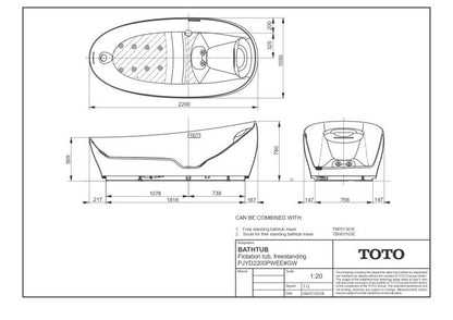 TOTO Flotation ZERO DIMENSION Freestanding Bath Tub