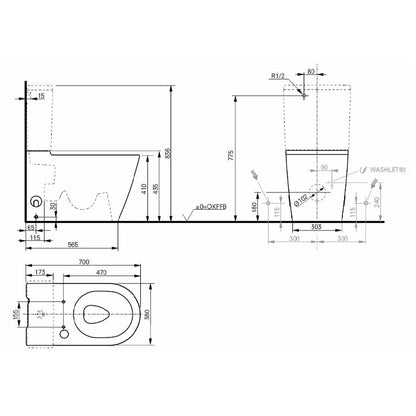 Toto RG LITE rimless wall-hung washlet
