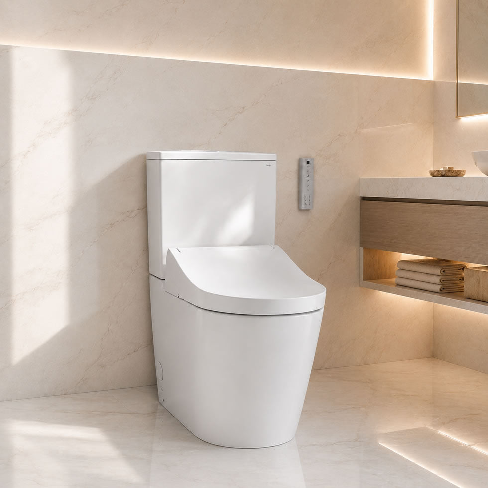 TOTO RG Close Coupled Rimless Smart Toilet Washlet, Complete Installation Package