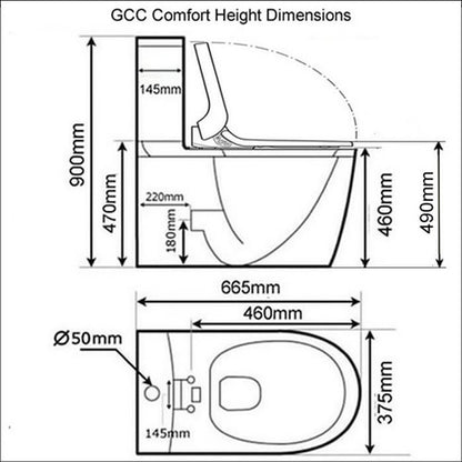 GCC-7035-CH Aquaclean Tuma Comfort Seat and Aqua Sigma Extended Height Close Coupled Toilet