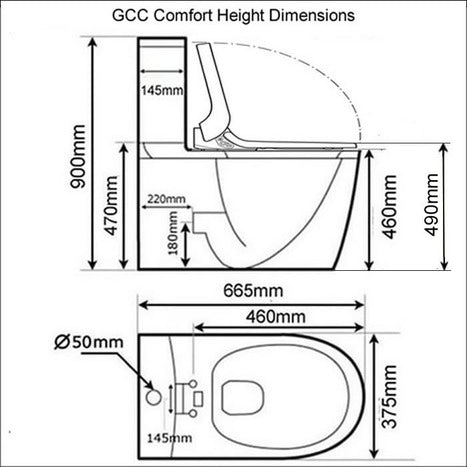GCC-7035-CH Aquaclean Tuma Comfort Seat and Aqua Sigma Extended Height Close Coupled Toilet