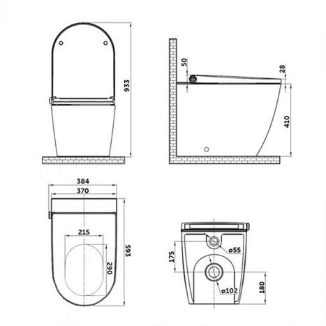 GMF-7035: Monolith Close Coupled Smart Japanese Shower Toilet
