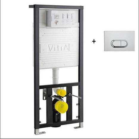 Vitra Concealed Cistern WC Frame for wall hung Toilets with OVAL style push button dual flush plate